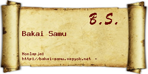 Bakai Samu névjegykártya